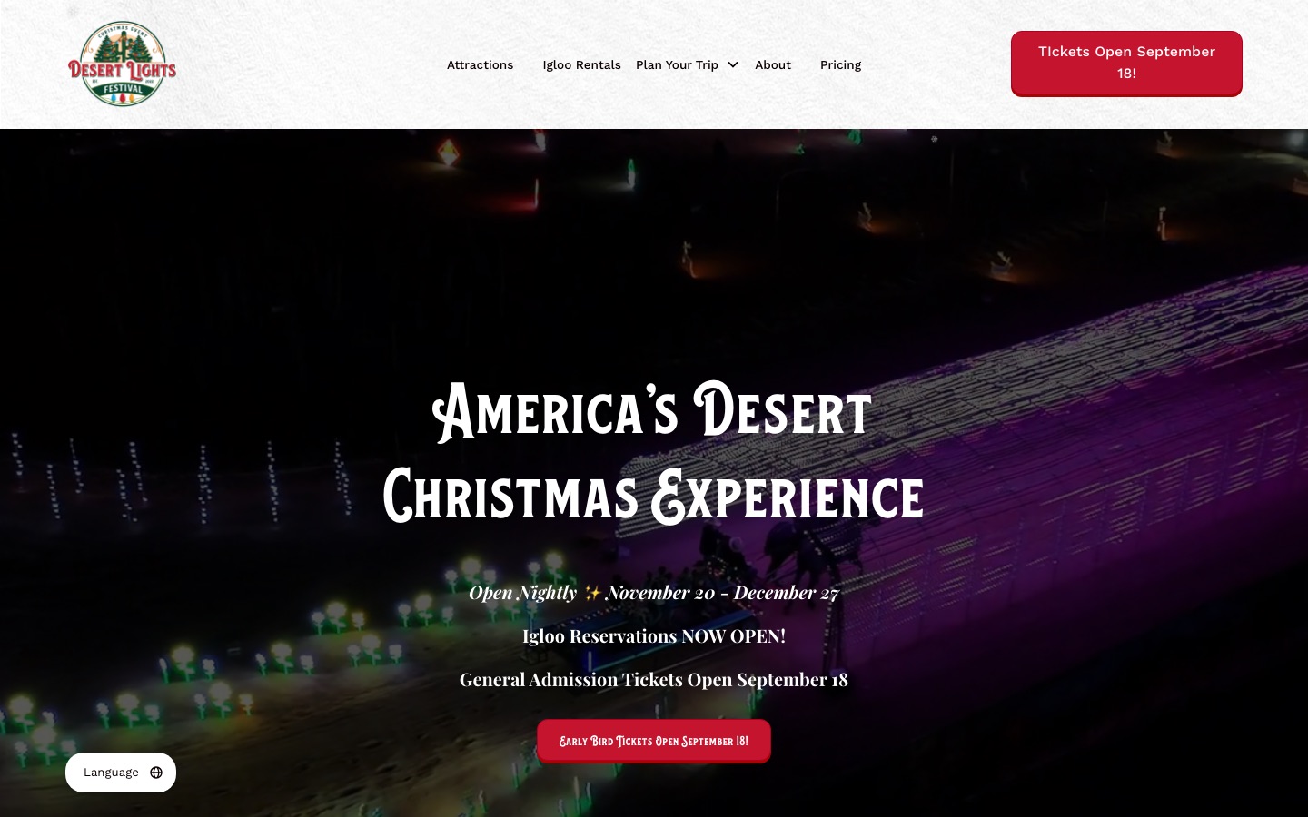 Desert Farm Lights website screenshot