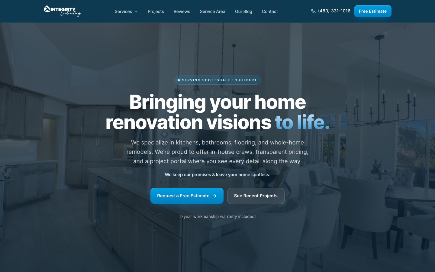 Integrity Contracting website screenshot