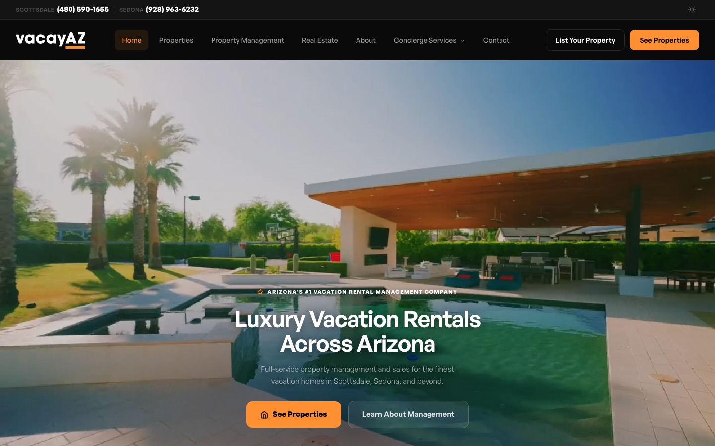 VacayAZ website screenshot