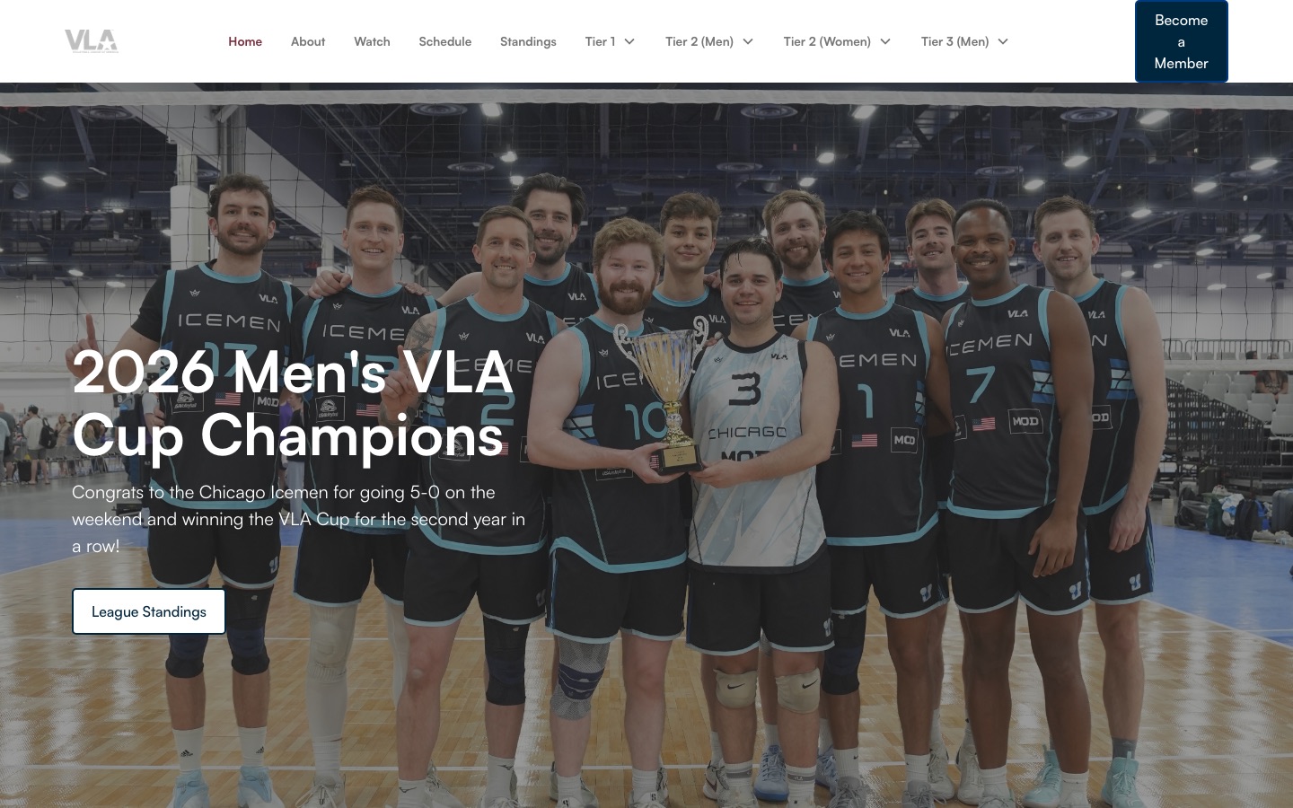 Volleyball League of America website screenshot